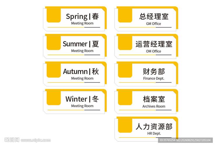 公司企业科室牌黄色铭牌标识设计图